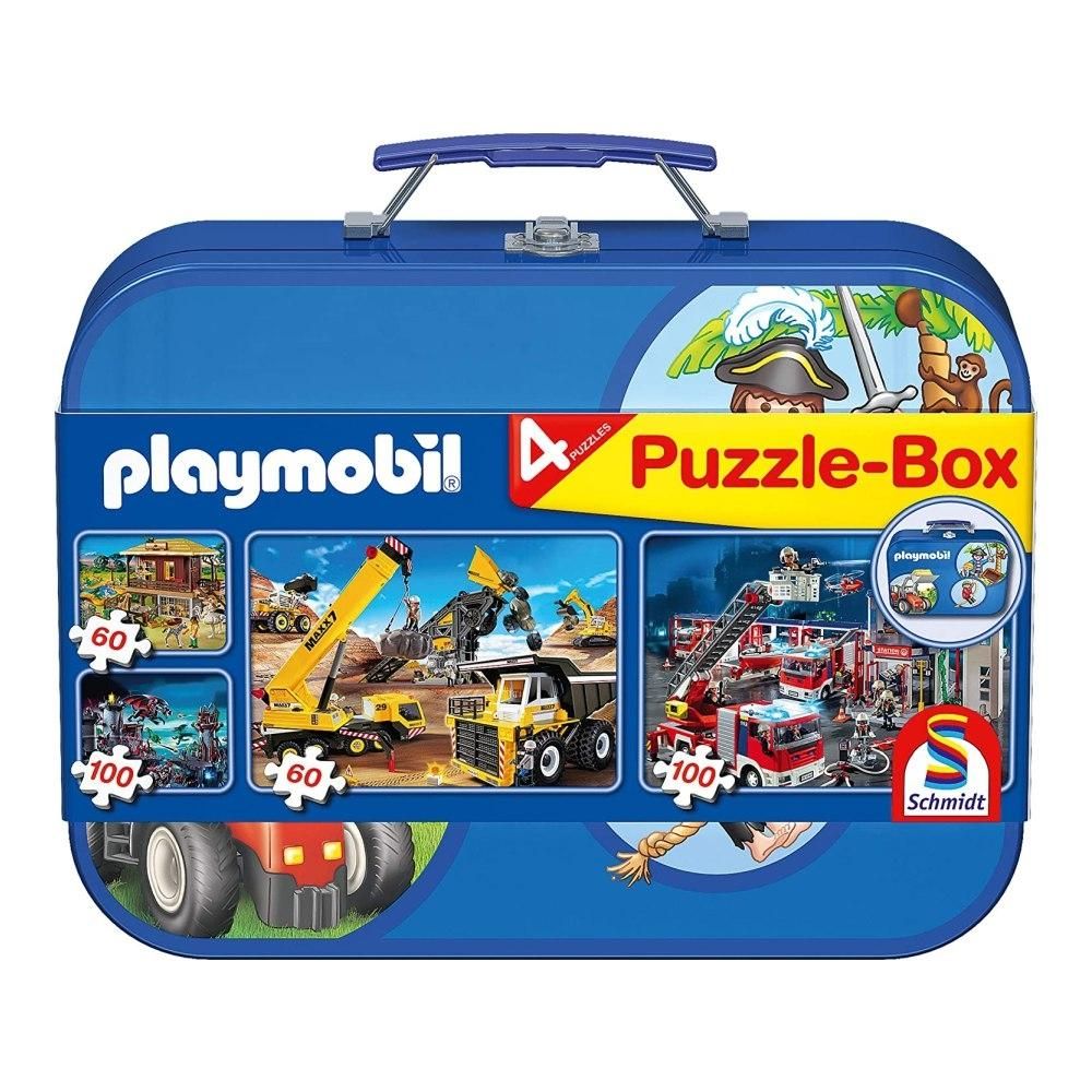 Schmidt Puzzle 2x60, 2x100 db, fém kofferben - Playmobil