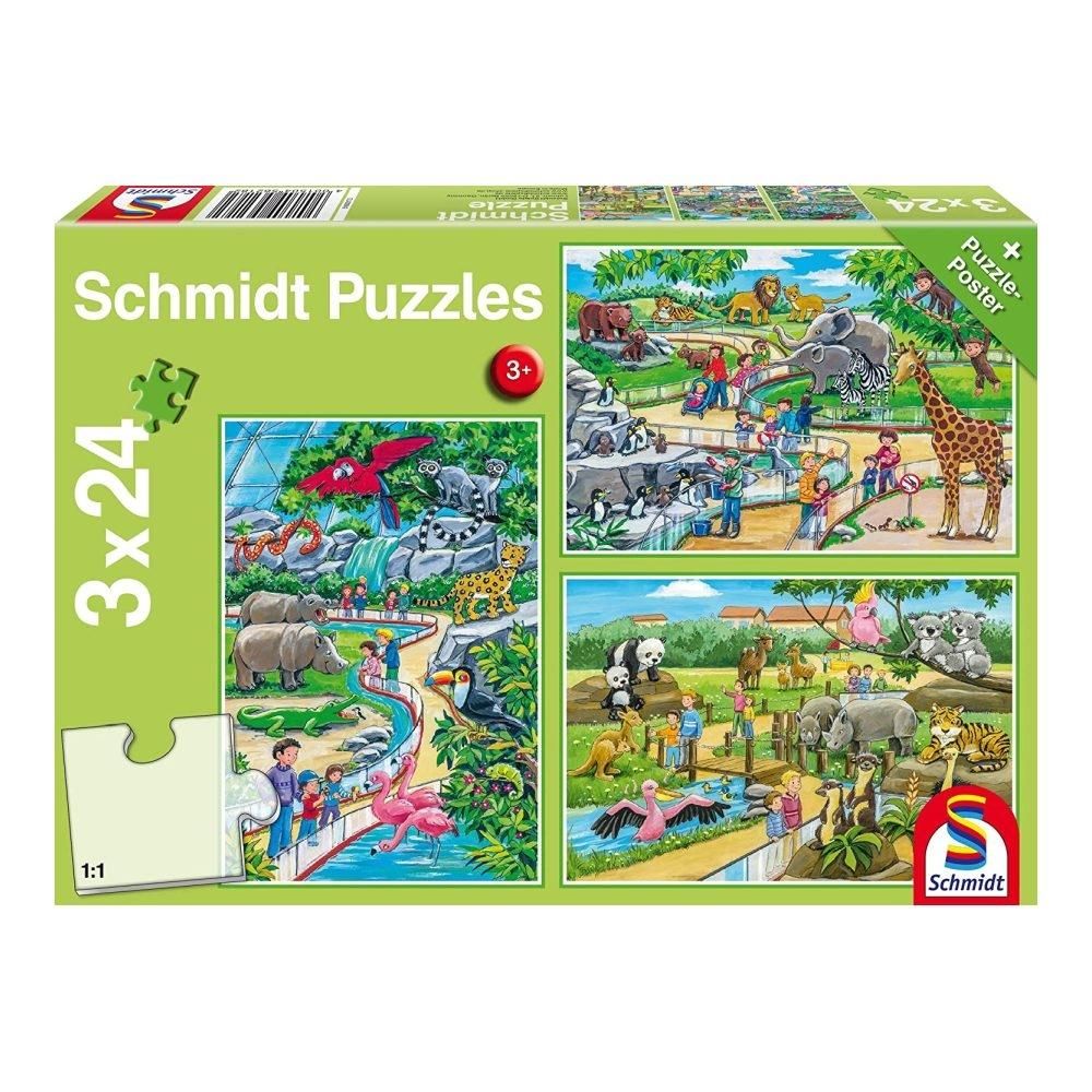 Schmidt Puzzle 3x24 db - Egy nap az állatkertben