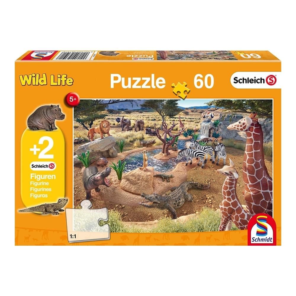 Schmidt Puzzle 60 db - A vízgyűjtőnél + 2 db Schleich figura