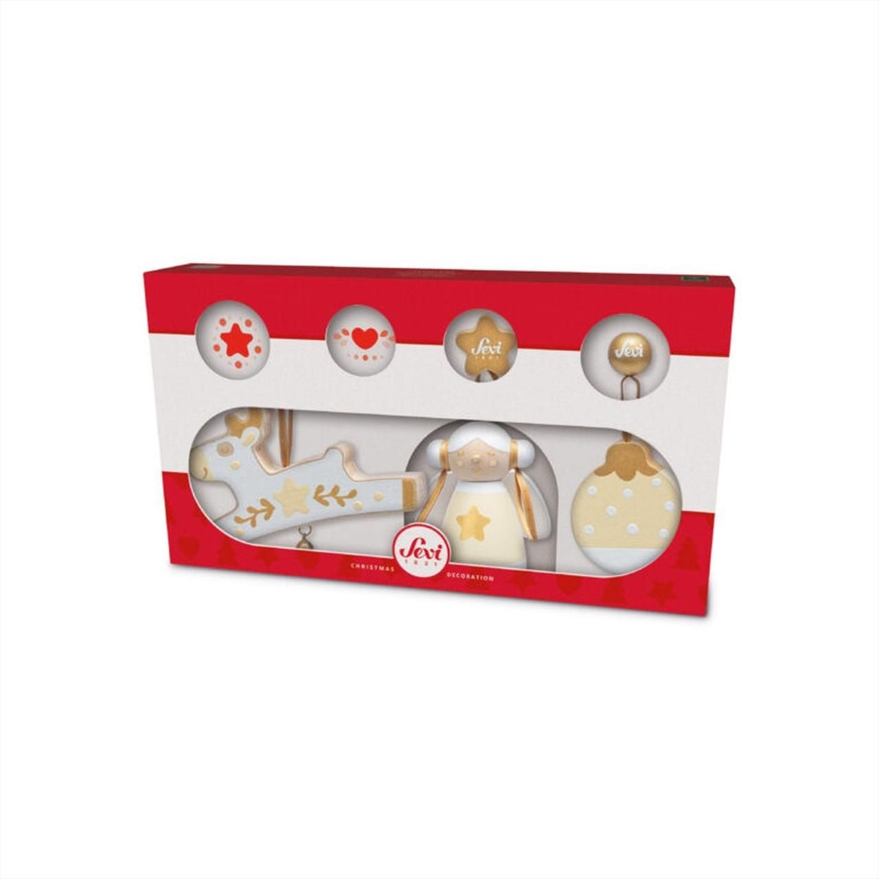 Sevi karácsonyi fa függők, díszek, 3 db - fehér
