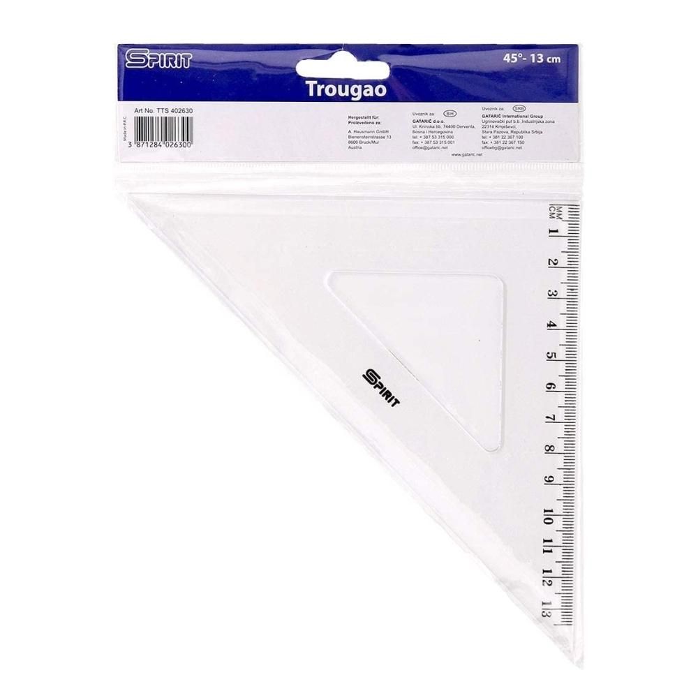 Spirit Háromszög alakú műanyag vonalzó, 45 fokos, 13 cm-es