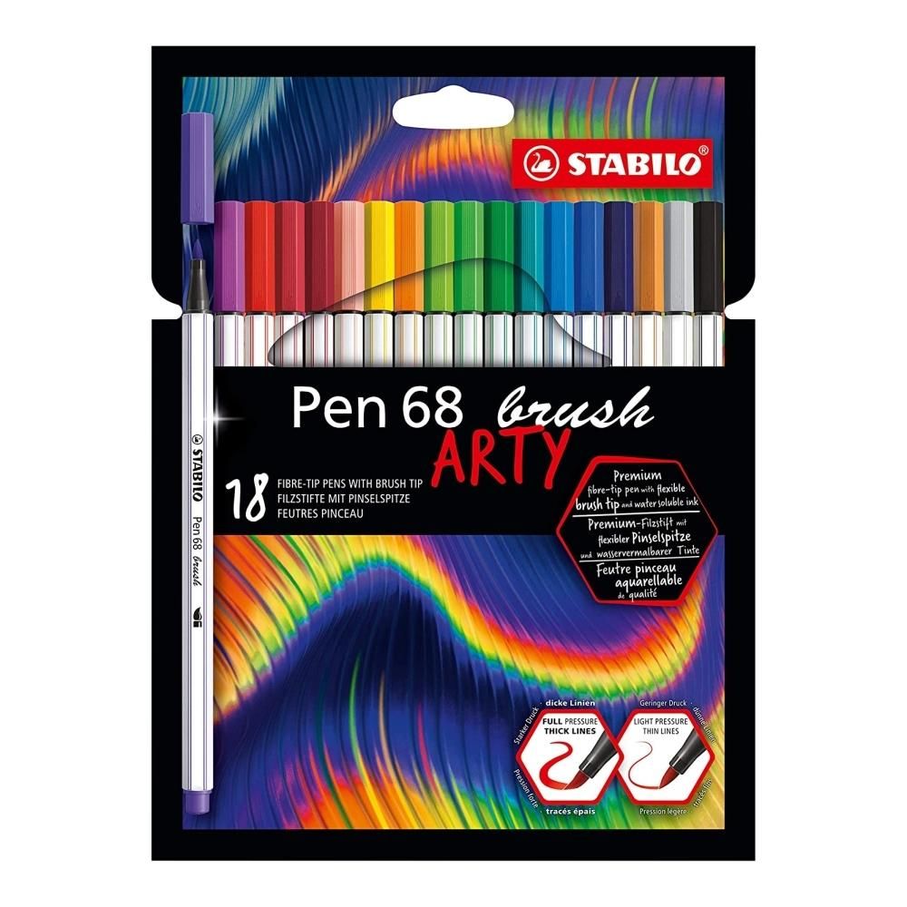 Stabilo Pen 68 Brush ARTY ecsetfilc készlet, 18 db-os