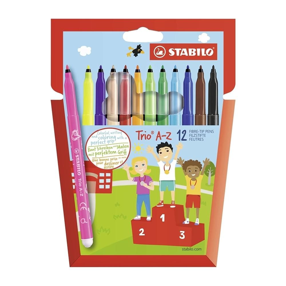 Stabilo Trio A-Z színes filctoll szett, 12 db-os