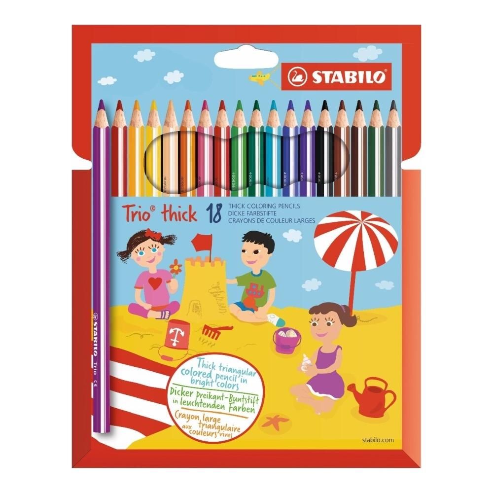 Stabilo Trio Thick vastag, háromszögletű színesceruza készlet, 18 db-os