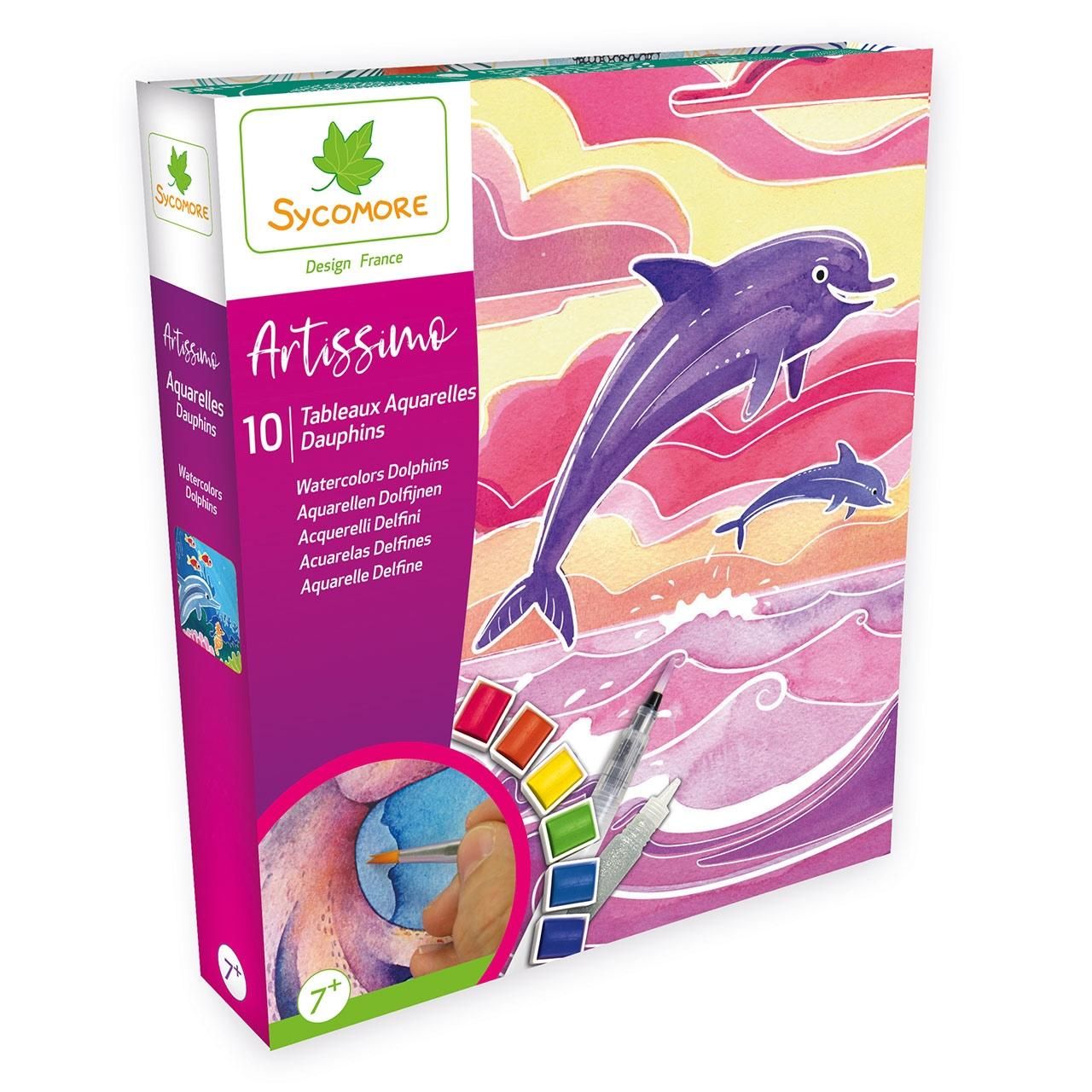 Sycomore Artissimo akvarell kép készítés - delfinek