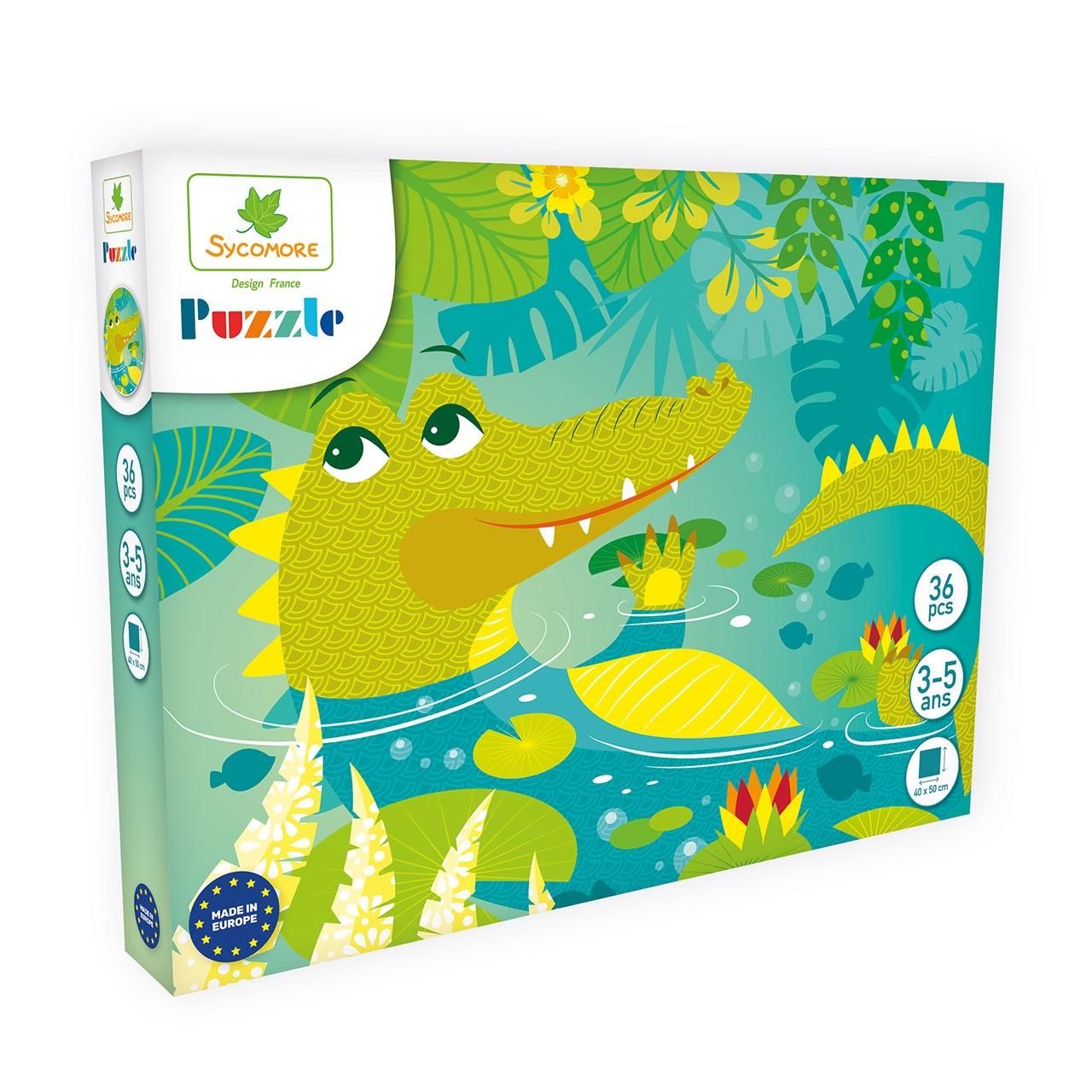 Sycomore Puzzle - krokodil, 36 db-os
