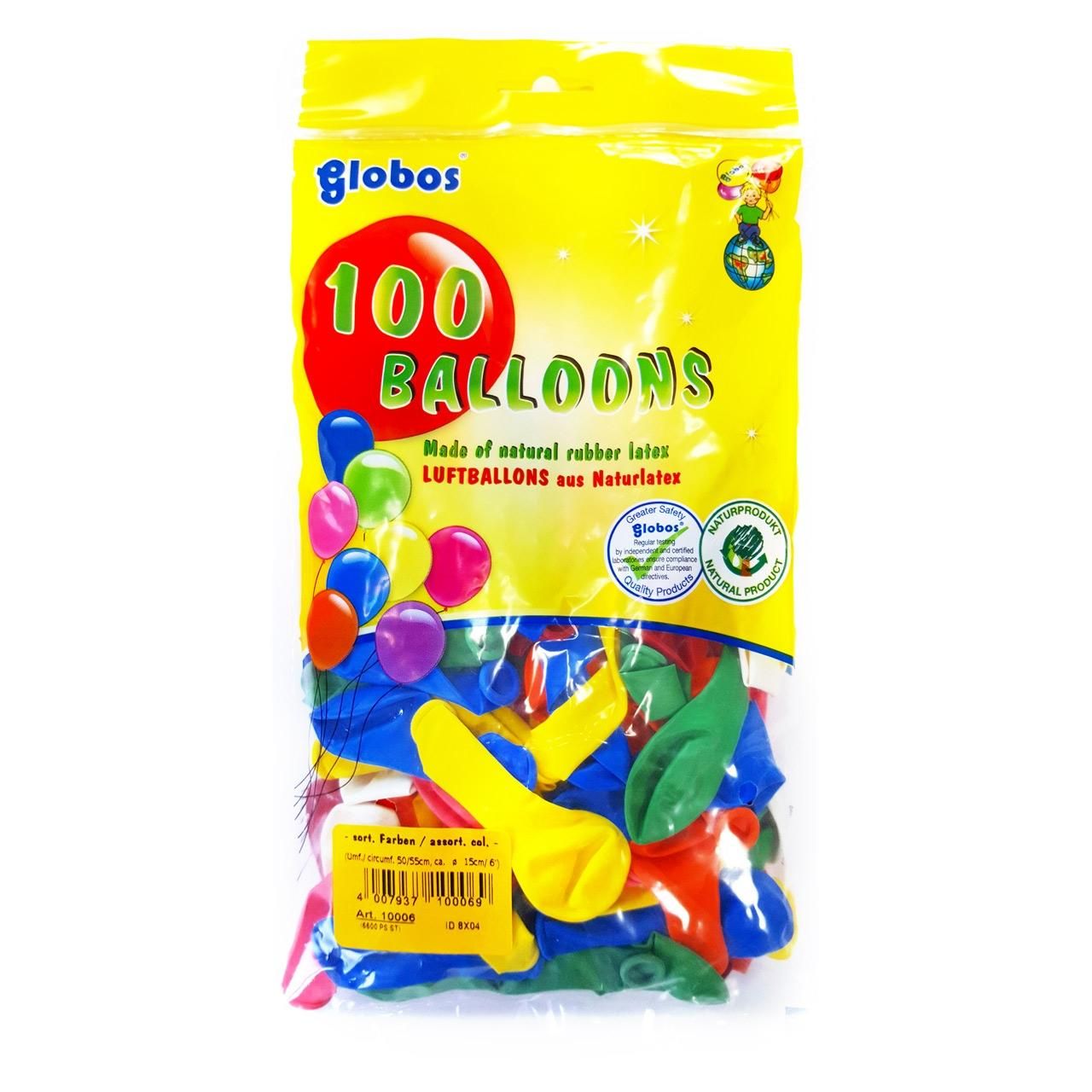 Színes 15 cm-es lufi, 100 darabos készlet