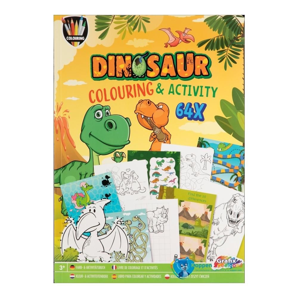 Színező könyv fejlesztő feladatokkal, 64 oldalas - Dinoszauruszok