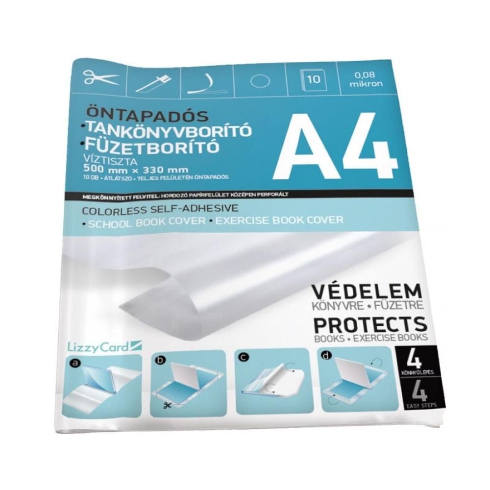 Tankönyvborító teljes felületén öntapadós A4-es, 10 db