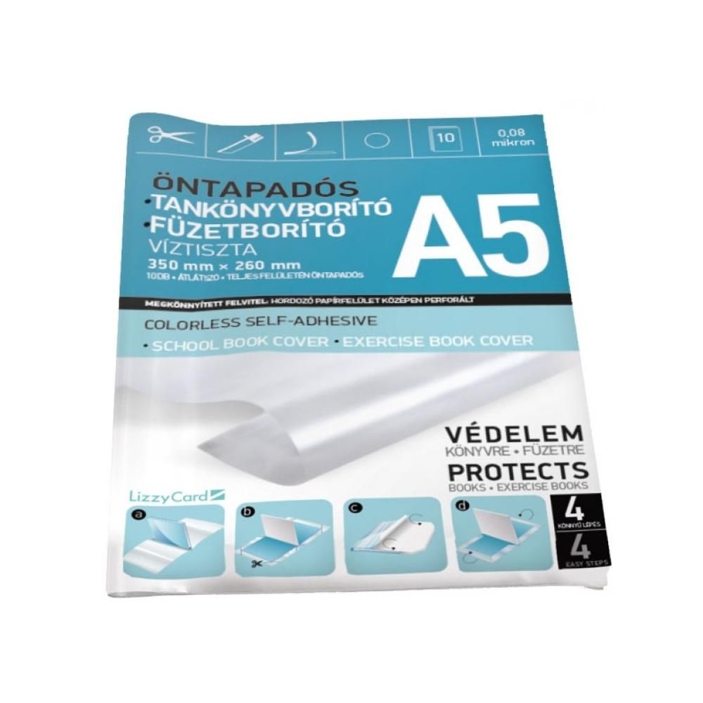Tankönyvborító teljes felületén öntapadós A5-ös, 10 db