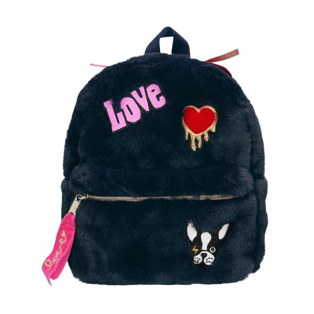 TOPModel Dog bársony műszőrme sötétkék hátizsák