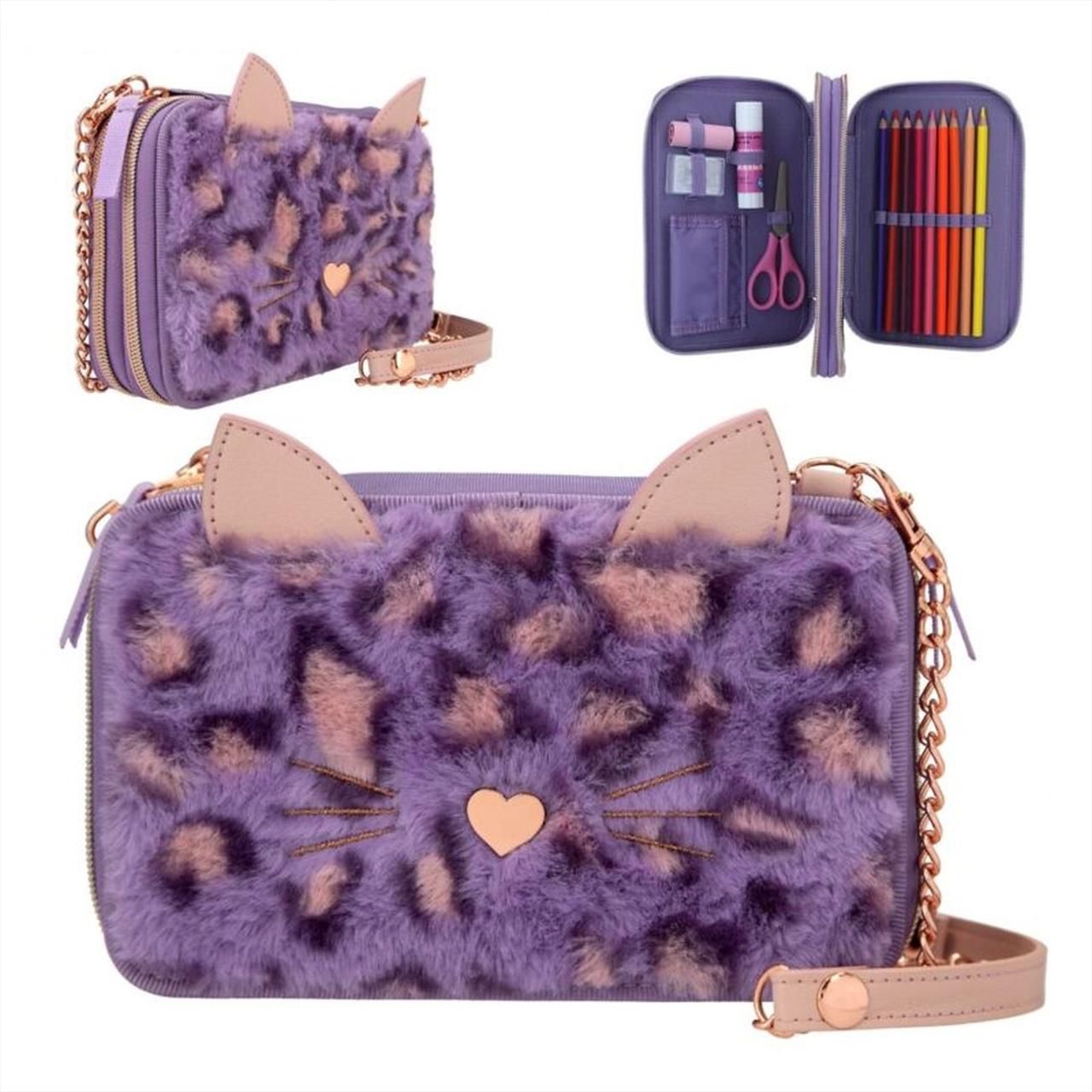 TOPModel Lilac Leo Love kétemeletes fémtolltartó lánccal