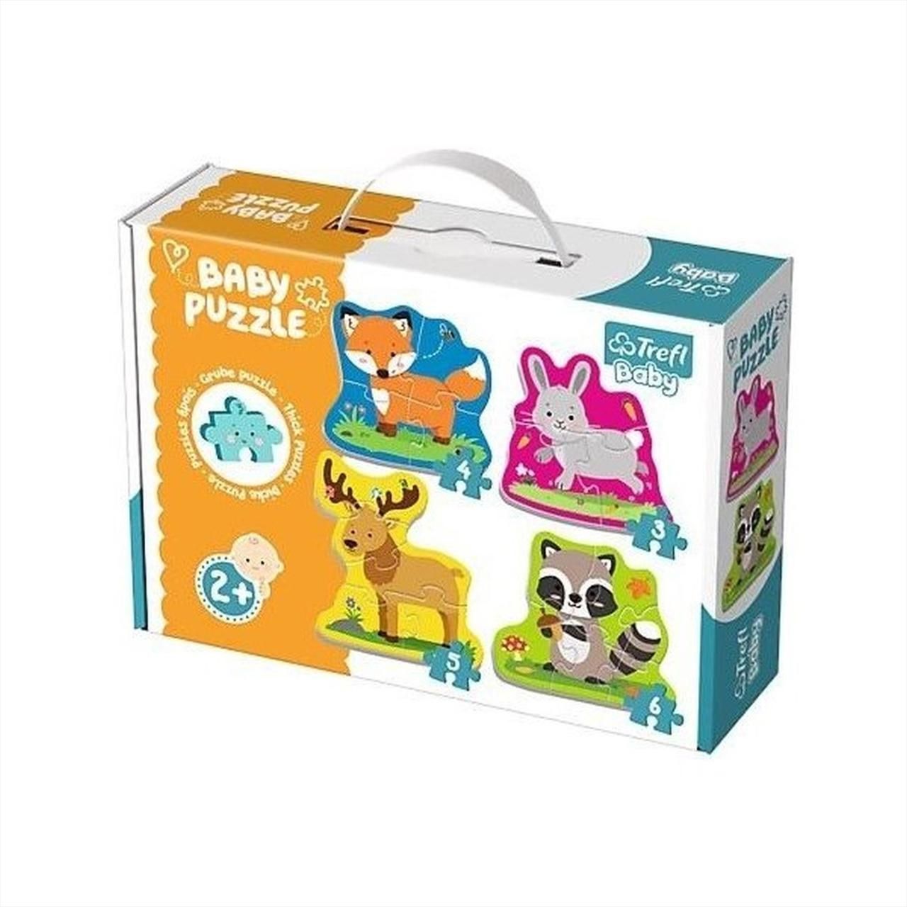 Trefl baba puzzle 4 az 1-ben - Erdei állatok (3, 4, 5, 6 db)