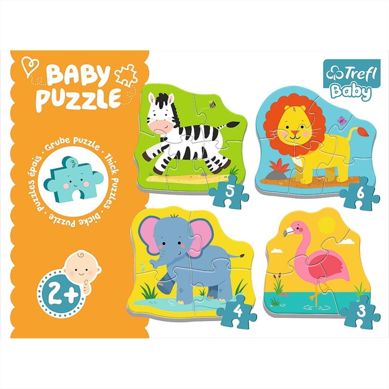 Trefl baby puzzle - Szafari állatok (3, 4, 5, 6 db)
