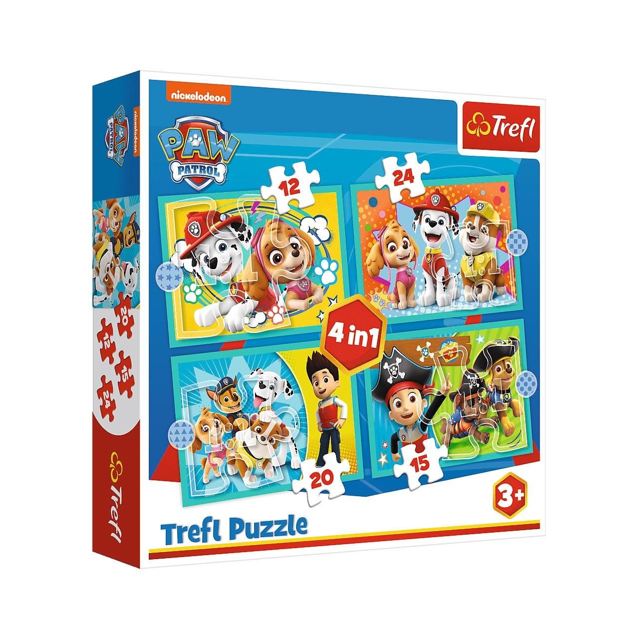 Trefl puzzle 4 az 1-ben - Mancs őrjárat (12, 15, 20, 24 db)