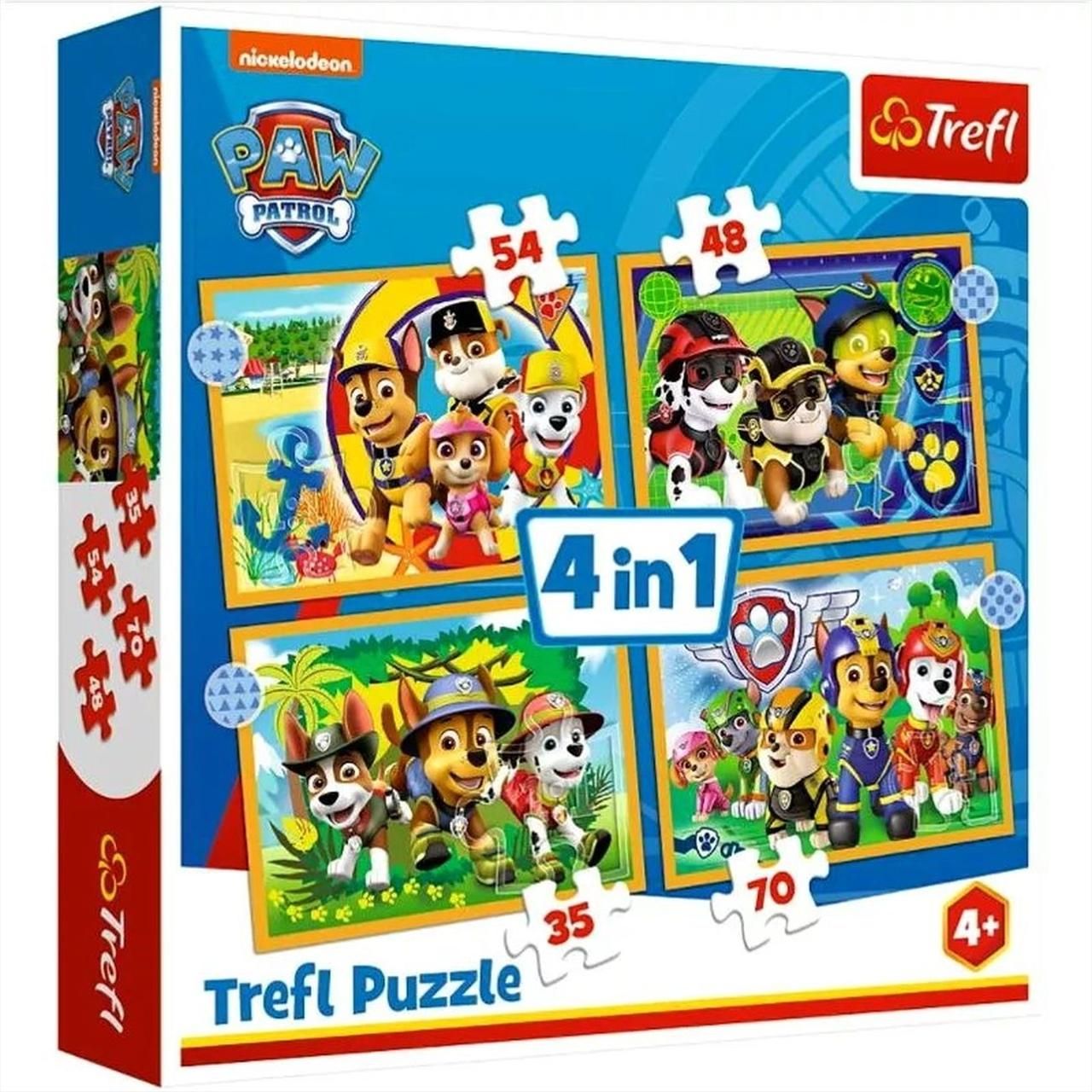 Trefl puzzle 4 az 1-ben - Mancs őrjárat vakáción (35, 48, 54, 70 db)