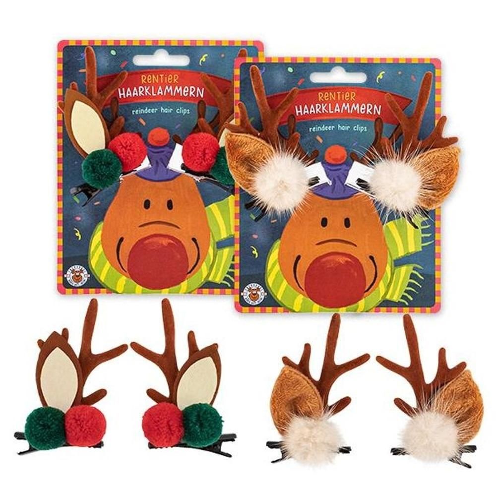 Trendhaus Karácsonyi rénszarvas fülek hajcsípeszen 2 db-os szett, 2 féle