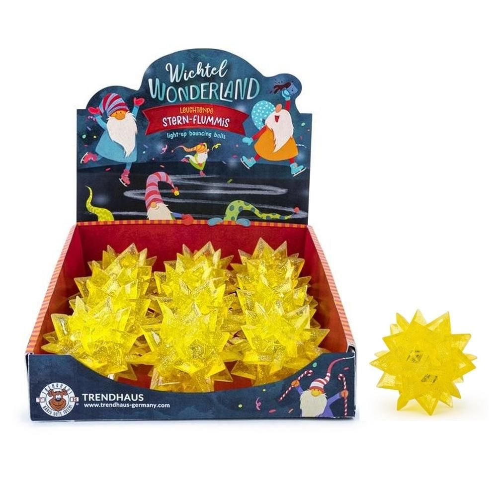 Trendhaus Pattogó csillag labda, színváltó fénnyel 6 cm