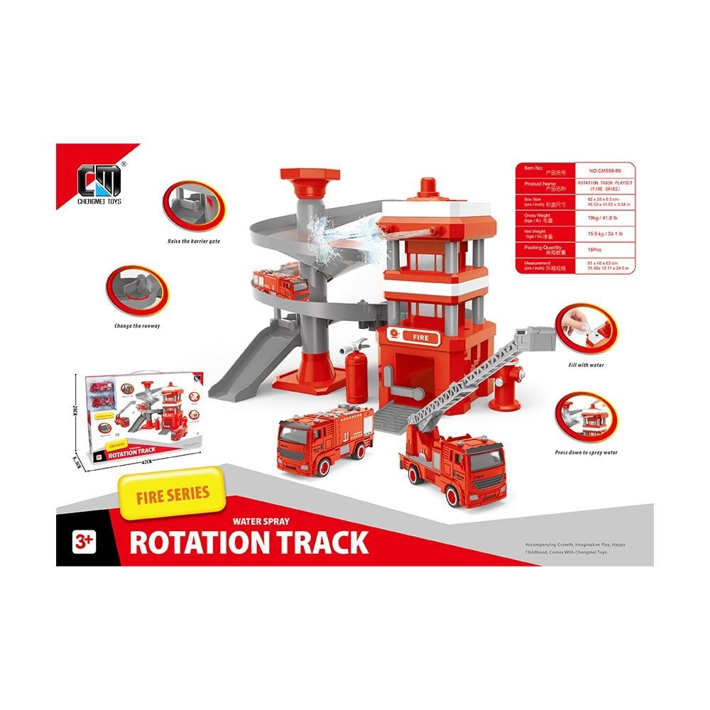 Tűzoltóállomás pályával és két járművel