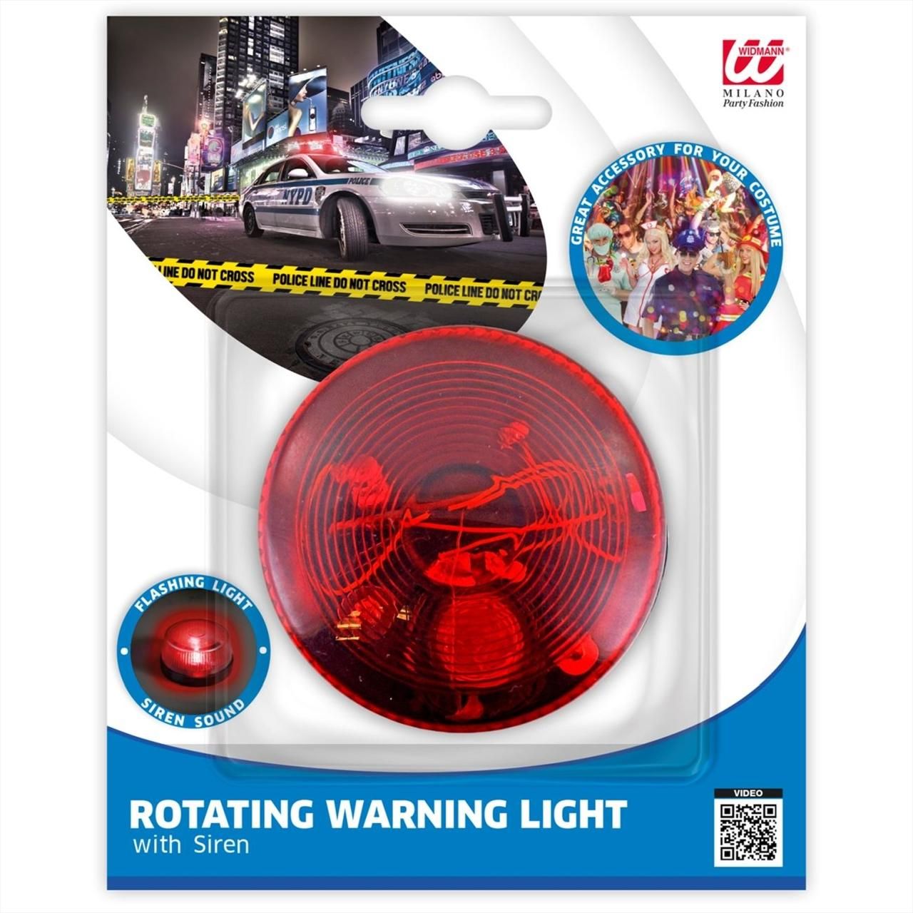 Villogó piros sziréna, fénnyel és hanggal