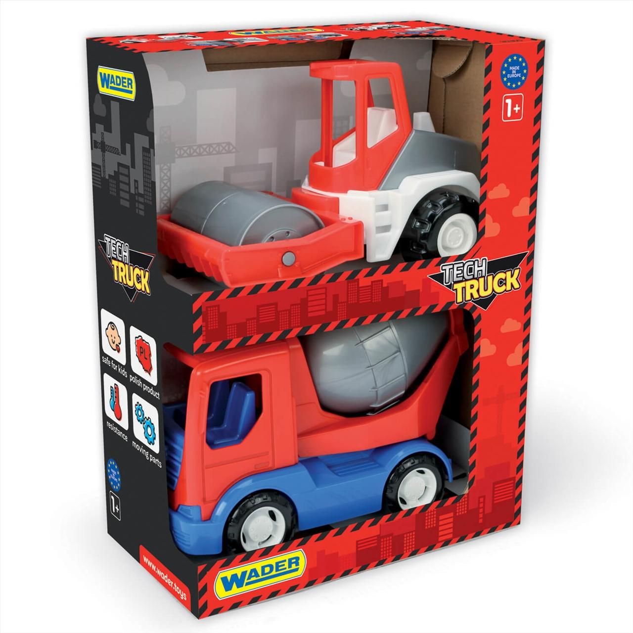 Wader Tech Truck munkagépek - betonkeverő és úthenger szett