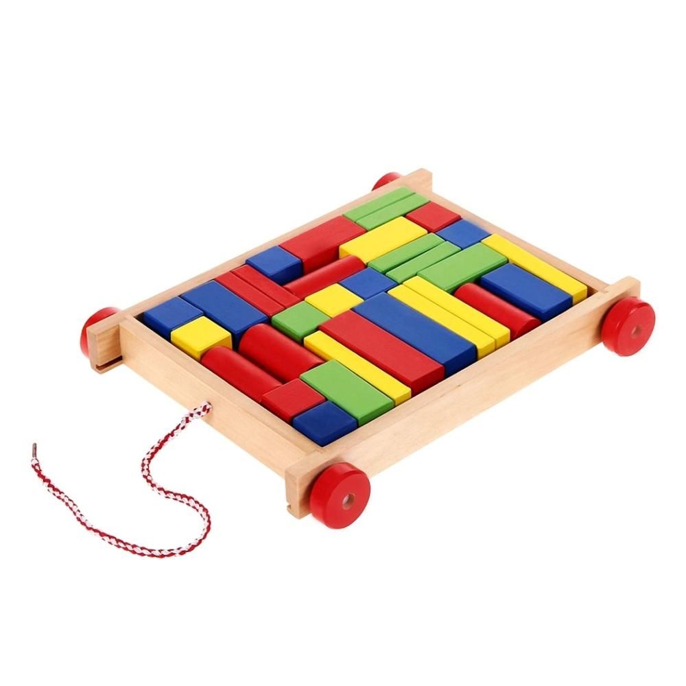 Woody Húzható kiskocsi fakockákkal