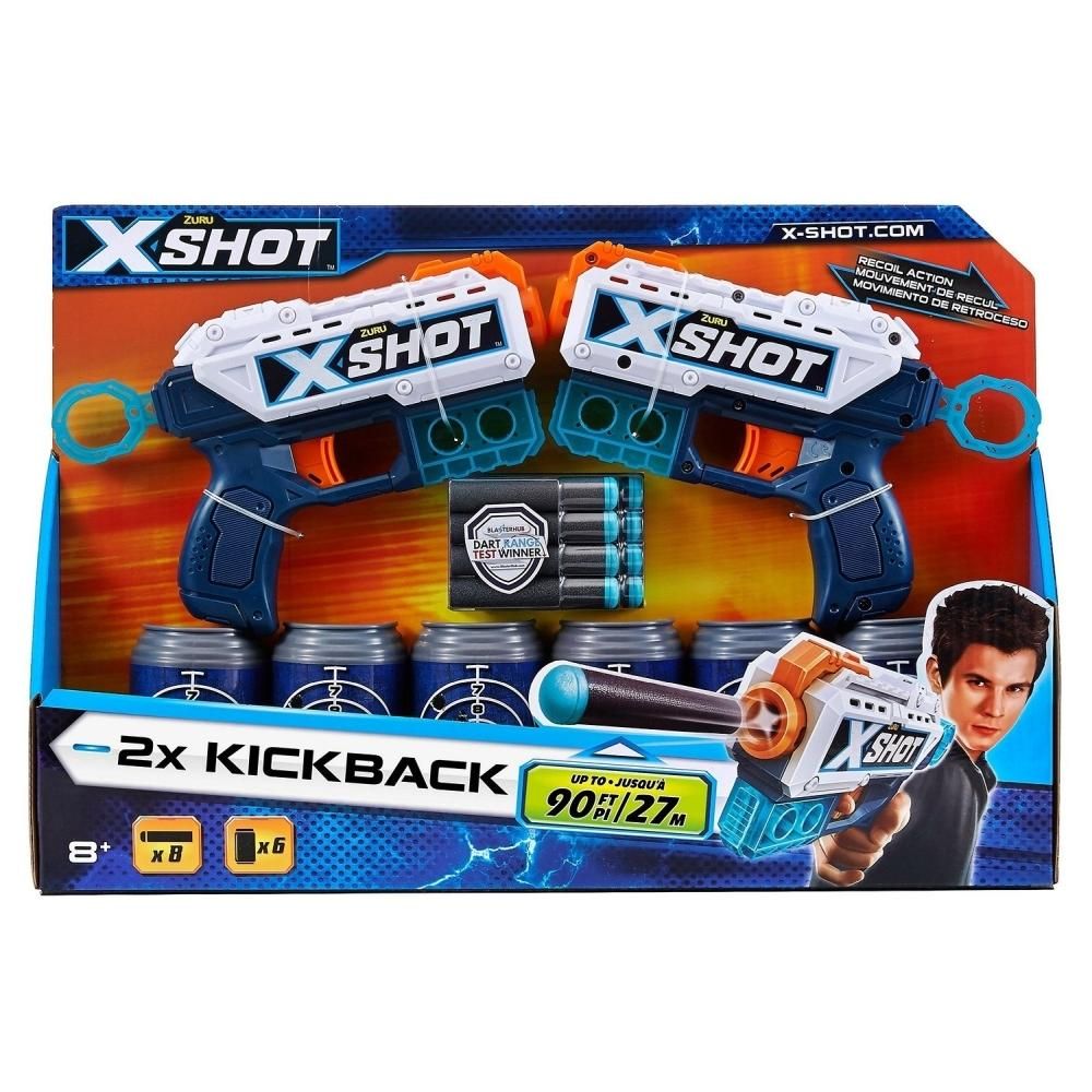X-Shot Excel Double Kickback szivacslövők, célpont dobozokkal