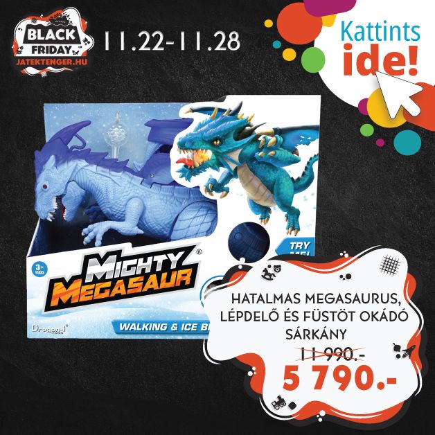 DRAGON-I HATALMAS MEGASAURUS, LÉPDELŐ ÉS FÜSTÖT OKÁDÓ - SÁRKÁNY
